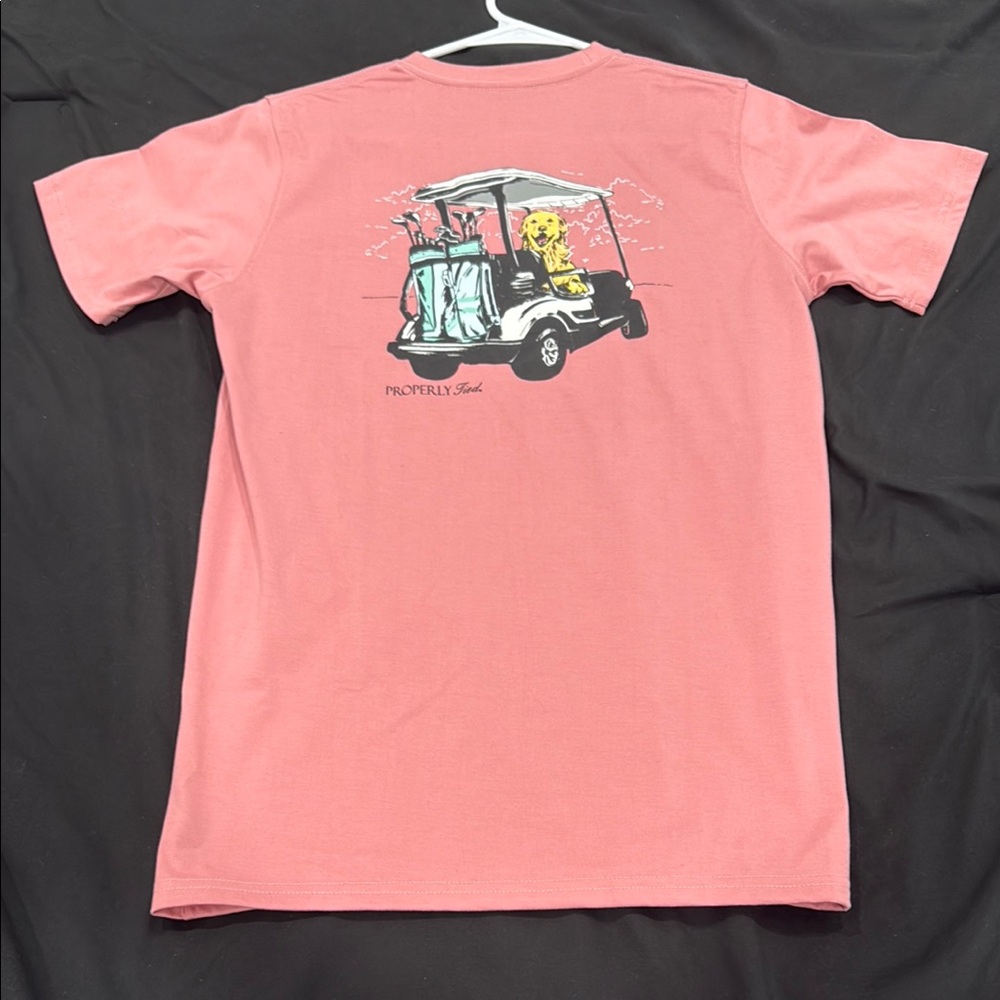 Pink Graphic T-Shirt with Golf Cart Design